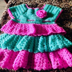 Kids crochet dress, customised orders as well with any other colour and size.